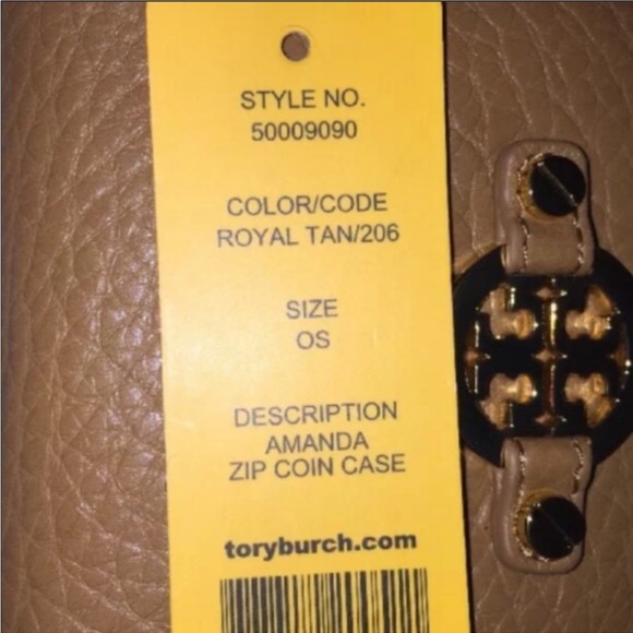 Tory Burch Amanda Royal Tan Zip Wallet coin card case keychain NWT - Picture 3 of 4